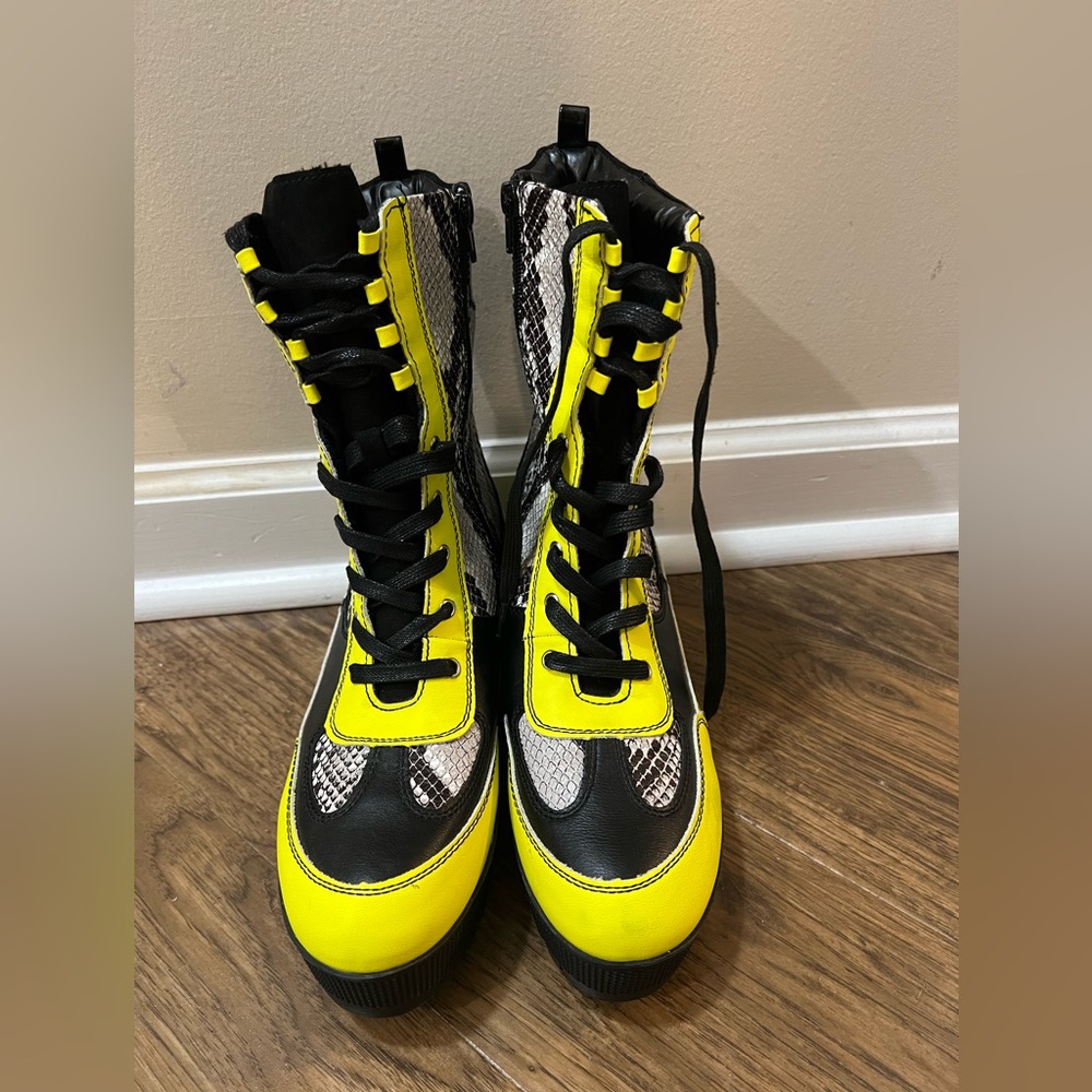 Bamboo Lime green combat boots